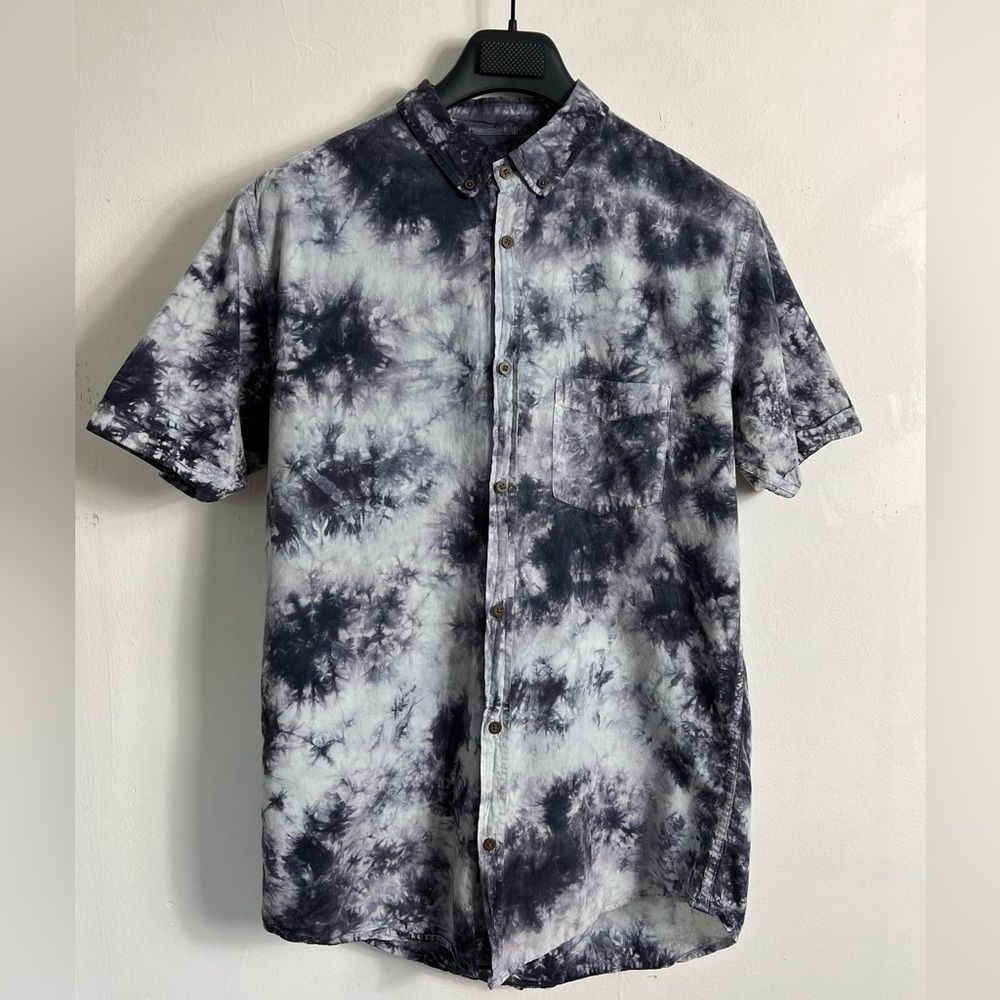 Zanerobe tie dye short sleeve extra long button down